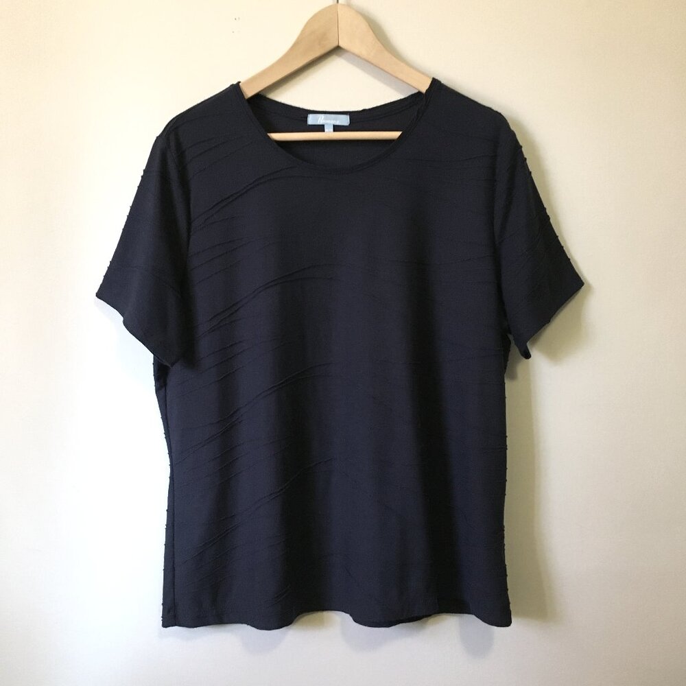 Penmans Dark Navy Blue Raised Wave Texture T-Shirt